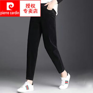 皮爾卡丹（pierre cardin）秋冬新款女褲加絨加厚褲子外穿棉褲女直筒褲子女寬松休閑褲 燈芯絨黑【不加絨】款1 3XL130-160斤