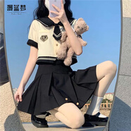 漫藍夢學院風甜美jk制服2022套裝女日系水手學生服短袖可愛百褶裙套裝夏 上衣【關(guān)注收藏店鋪送領(lǐng)帶】 M 【建議90-105斤】