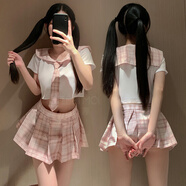 霏慕情趣內(nèi)衣百褶裙sm性感高檔制服誘惑夫妻刺激jk裝制服角色扮演純欲少婦免脫挑逗激情戰(zhàn)袍睡衣家居裙 粉格 【短上衣 領(lǐng)帶 百褶裙 T褲】+學(xué)生襪