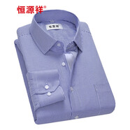 恒源祥保暖襯衫男士加絨加厚秋冬季純色商務(wù)正工裝寬松職業(yè)白色長(zhǎng)袖襯衣 蘭色條紋C15X08006 41 （175/96A）