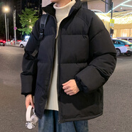 主意范（ZHUYIFAN）羊羔毛羽絨棉服男女學(xué)生加厚加絨立領(lǐng)面包服棉衣寬松大碼情侶外套 HM24549黑色 XL 125-145斤