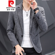 皮爾卡丹（pierre cardin）春秋燈芯絨小西裝男韓版潮流修身西服外套男士單西帥氣休閑上衣服 深灰色 XL
