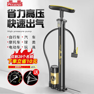 鳳凰（Phoenix）高壓打氣筒自行車電瓶電動車汽車籃足氣球美英法嘴便攜家用充氣泵 外置高壓160PSI【氣壓表】不銹鋼