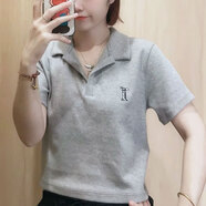 耐克（NIKE）短袖POLO衫女裝2025年夏季新款運動(dòng)服翻領(lǐng)短款休閑短袖T恤上衣 HJ6852-063灰色 S
