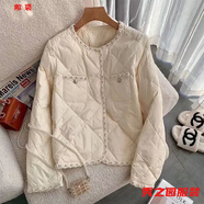 范哲莎棉服女冬季新款小個子時尚短款外套白色短款棉服外套女冬季新款法 米白色219 L 建議106-115斤
