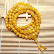 入古天然黃玉108顆多圈佛珠手鏈男款女款民族風(fēng)個(gè)性飾品念珠手串項鏈 8MM108顆+三通佛頭 周長(cháng)約81CM