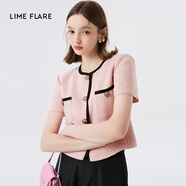 LIME FLARE萊茵氣質(zhì)法式小香風(fēng)短外套2024年夏季新款撞色設(shè)計(jì)感女小個(gè)子短款 淡粉色2【批次不同、產(chǎn)品無(wú)差異】 S