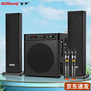 奇聲（QISHENG）D-23音響家用K歌臺式電腦超重低音炮藍(lán)牙音箱桌面擴(kuò)音器 標(biāo)配+2支無線話筒