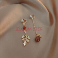 禾娘可愛(ài)蝴蝶結仿貓眼石耳環(huán)女潮網(wǎng)紅氣質(zhì)耳飾百搭網(wǎng)紅耳釘 樹(shù)葉圓珠款