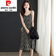 皮爾卡丹（pierre cardin）吊帶連衣裙小個子直筒打底背心雪紡黑色無袖碎花裙女夏季2025新款 黑花 M