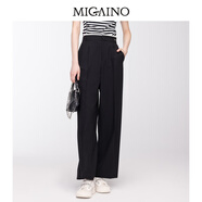 曼婭奴（MIGAINO）女裝新款黑色西褲高級(jí)感簡(jiǎn)約百搭商務(wù)休閑闊腿長(zhǎng)褲 黑色 150/58A/XS