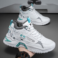 花花公子男鞋棉鞋冬季休閑鞋子男時(shí)尚加絨加厚保暖雪地靴馬丁工裝鞋100 CPL1255938M白藍加絨 40