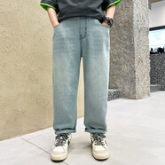 芭梵鼠男童哈倫褲子夏季薄款牛仔褲兒童415中大童胖男孩學(xué)生寬松 120