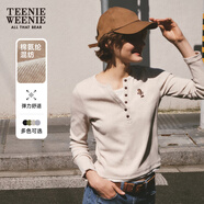 Teenie Weenie小熊秋季黑色棉質(zhì)打底衫polo領(lǐng)長袖T恤白色外穿上衣 B-燕麥色 XS