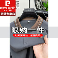 皮爾卡丹短袖T恤男士夏季polo冰絲衫男士新款純真棉翻領男重磅100%純真棉 特價抗皺boy官方店旗艦灰蘭 【主圖款】 M 【100-125斤】
