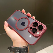 【品牌原裝】Magsafe磁吸護鏡適用蘋(píng)果14Promax新款手機殼iPhone1 帶防塵網(wǎng)【酒紅色】晶銳磁吸殼-6 iPhone 15 Plus