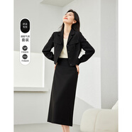 梵希蔓黑色西裝套裝女2025春新款簡(jiǎn)約通勤高級感短款小西服兩件套 M5879 黑色 M