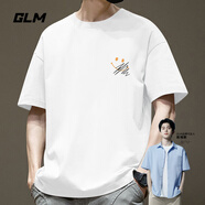 GLM敖瑞鵬代言短袖t恤男夏季休閑港風(fēng)學(xué)生青少年寬松潮搭純棉體恤ins 【純棉】白#簡(jiǎn)約笑臉 3XL