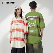 衣品天成  EPTISON夏季新款字母印花條紋清新潮流時尚圓領(lǐng)短袖T恤情侶款 米條紋 180