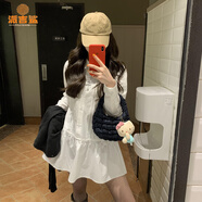 派吉鯊白色娃娃領(lǐng)長袖襯衫連衣裙子開春穿搭2025新款女裝小個子短裙套裝 連衣裙【單件】 S 40/45kg