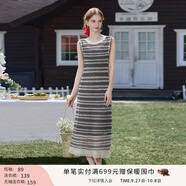 香影流蘇條紋黑色t恤女短袖2025夏裝新款寬松休閑風(fēng)正肩圓領(lǐng)上衣 黑色L85S797  無袖連衣裙 M 160/84A/95-110斤