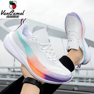 西域駱駝（VANCAMEL）跑鞋男款減震超輕碳板運動(dòng)鞋男爆米花軟底青少年初中學(xué)生跑步 191白藍紫 37