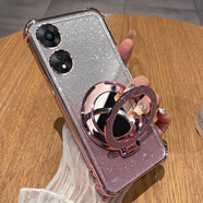 優(yōu)瞐oppoa1活力版手機殼oppoa1x保護oppo硅膠套PHJ110全包a1防摔a1x透明ins軟殼x5g新款帶支架5g女0pp0 【閃粉-玫瑰金】自帶鏡頭膜全屏鋼膜+化妝鏡支架 OPPO A1 活力版