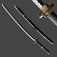 海賊王索隆三刀金屬武器模型道具刀武士刃木刀動(dòng)漫cos刀劍未開(kāi)刃 雪走 木刀款+刀架