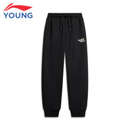 李寧童裝兒童運動(dòng)長(cháng)褲女大童春秋款舒適保暖運動(dòng)休閑褲 黑色058 165