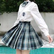 唐努烏（Tang Nu wu）【8件套】少女JK制服百褶格裙襯衫校服正半身學(xué)院風(fēng)短裙子女學(xué)生 森林來信【套裝】 S 【75-90斤】