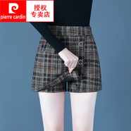 皮爾卡丹（pierre cardin）毛呢短褲女秋冬季外穿2025新款高腰格子褲裙時尚顯瘦百搭靴褲冬天 格紋 26 /S