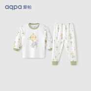 aqpa【195g新疆棉】嬰兒內(nèi)衣套裝純棉衣服秋男女寶寶睡衣兒童秋衣秋褲 白底大象 66cm