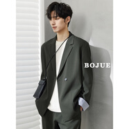 伯爵卓爾休閑西服男士單西裝外套春秋男袖口撞色設計感 C311022 森林綠 3XL