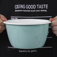 歐麗家 家居搪瓷米飯碗兒童可愛(ài)盤(pán)碟家用組合創(chuàng  )意碗盤(pán)單個(gè)面碗 16cm特厚【提夫尼藍】