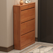 斧尊實(shí)木超薄款翻斗鞋柜家用門(mén)口進(jìn)門(mén)廳玄關(guān)窄柜大容量收納17cm傾斜式 0.8米單抽【海棠色】80*17*120