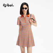 普普風(fēng)2024年夏季女裝新品收腰條紋針織連衣裙OB1L19623B 橙條 M