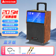 志高（CHIGO）戶外廣場舞視頻音響帶顯示屏k歌專用機卡拉ok一體機便攜式移動家用電視藍牙家庭ktv音箱套裝 +無線話筒x2