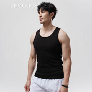 竹計(jì)（ZHOOJICS）品牌背心男夏季新款修身休閑透氣親膚無(wú)袖t恤運(yùn)動(dòng)健身男士汗衫 黑色 XL