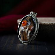 穆舒藏式水貂頭骨手工鑲嵌戒指小眾文玩小惡魔戒子女男士指環(huán)個(gè)性飾品 吊墜