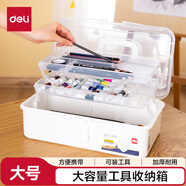 得力（deli）大號(hào)多功能便攜學(xué)生美術(shù)工具箱學(xué)生畫筆收納箱繪畫畫手提箱考試禮物68303學(xué)生開學(xué)禮物