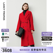 朗姿【尖貨補(bǔ)單】純羊毛法式收腰中長款毛呢外套大衣女西裝領(lǐng)冬季新款 中國紅 M