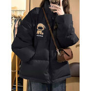 鏡莎2024新款冬季加厚羽棉襖絨服女棉服女寬松冬季新款慵懶風(fēng)棉衣外套 黑色 均碼【可備注碼數(shù)】