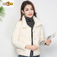 初徑2025新90白鴨絨輕薄羽絨服女短款磁吸立領(lǐng)個(gè)性時(shí)尚簡約小個(gè)子冬裝 米白色 M 100/115斤