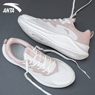 安踏（ANTA）女鞋運動(dòng)鞋子女秋季皮面防潑水氫科技跑步鞋輕質(zhì)耐磨休閑鞋旅游鞋 象牙白/藕灰 (網(wǎng)面) 36