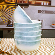 國(guó)玥景德鎮(zhèn)骨瓷碗具家用陶瓷餐具整套釉下彩碗筷創(chuàng)意米飯碗具吃面大碗 云錦萬里4.5英寸澳碗6個(gè)裝