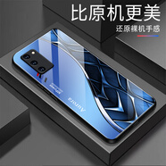 尺互適用 oppoA55手機(jī)殼防摔全包邊鋼化膜超薄耐臟防塵保護(hù)套新款簡(jiǎn)約漸變布紋外殼高端商務(wù)風(fēng)手機(jī)殼 【漸變布紋-BLJM3150天空/藍(lán)】高端玻璃 oppoA55【＋屏幕膜】