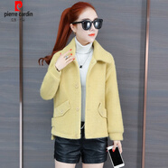 皮爾卡丹（pierre cardin）冬天小香風(fēng)外套女短款2025年新款韓版寬松加絨加厚仿水貂絨外衣服 黃色 XL