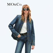MO&Co.重工洗磨擦色懷舊棉質(zhì)牛仔襯衫外套MBD1SHT027moco 牛仔藍色 M 165