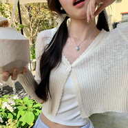 妙奕嘉外搭開衫薄款女針織衫外套夏季新款上衣配長裙罩衫空調(diào)衫披肩 杏色單扣薄款開衫 均碼 【建議110斤內(nèi)】
