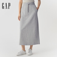 GAP女裝2025春季新款印花logo松緊長(cháng)款衛裙寬松休閑半身裙759377 淺灰色 M (165/66A)亞洲尺碼